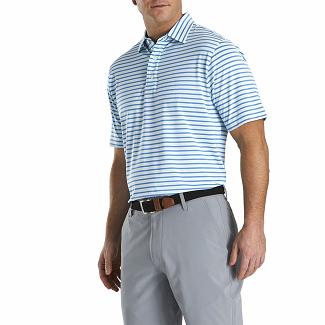 Men's Footjoy Lisle Golf Shirts Blue NZ-517413